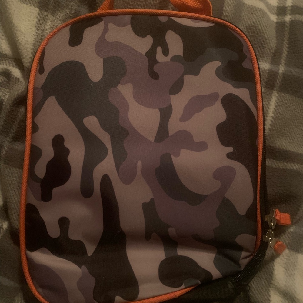 Kids Camouflage Backpack with Orange Trim